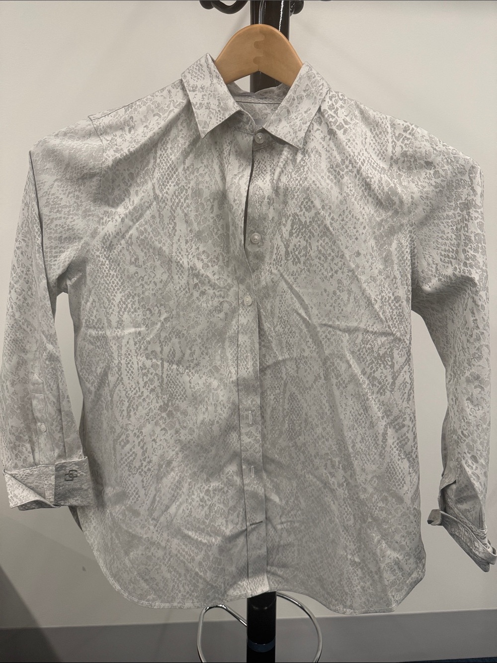 Chico's Light Gray Snake-Print Button Down Shirt